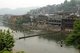 China: Stepping stones and wooden bridge across the Tuo River, Fenghuang, Hunan Province